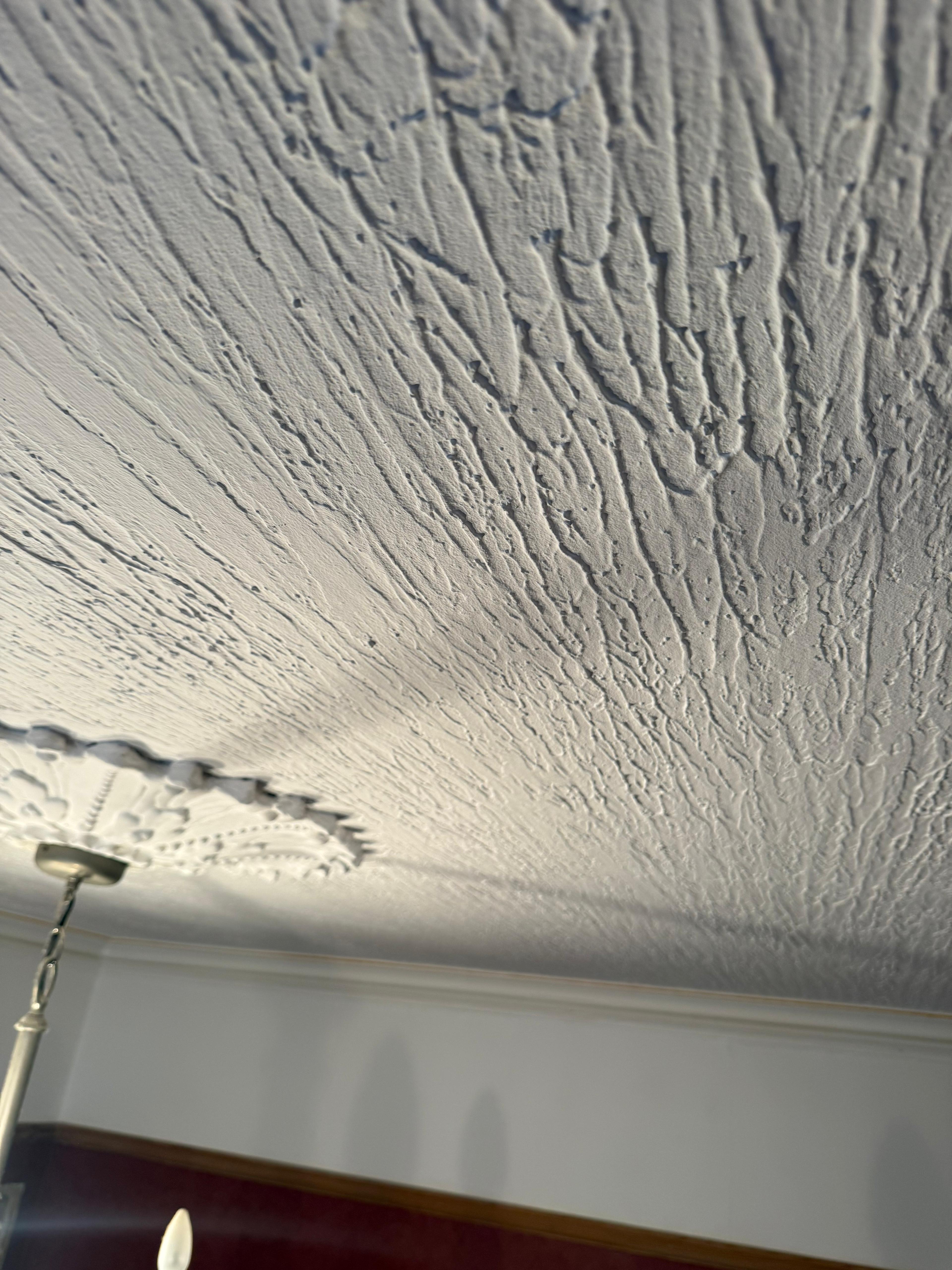 Artex ceiling texture — before skimming